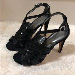 Antonio Melani Black and Sequin Strappy Heels